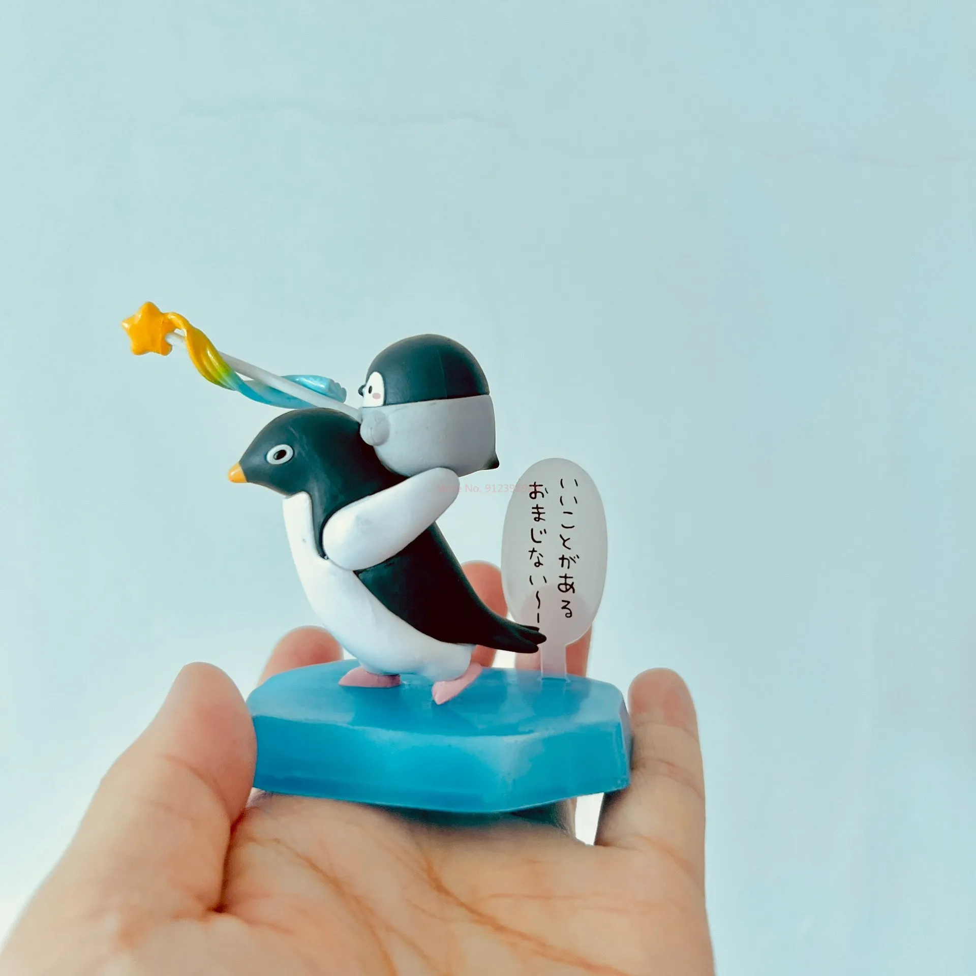En Stock, pingüino de pensamiento positivo, Diorama en miniatura, organizador de escritorio, portalápices, colección de decoraciones, modelo de juguete, regalos
