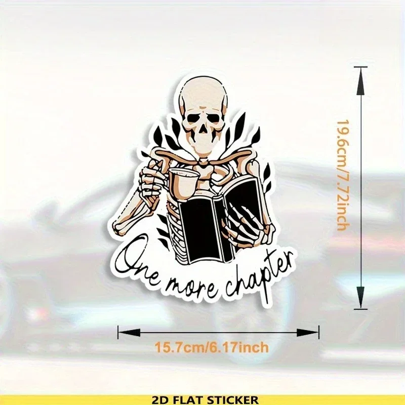 قطعة واحدة من ملصقات الهيكل العظمي الرائعة ذات الطابع الكتب - ملصق فريد من الفينيل المقاوم للماء لأجهزة الكمبيوتر المحمولة والهواتف وحقائب الظهر والكتب والأدبية