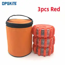 3 PCS LED Road Flare Emergency Lights Roadside Safety Beacon Disc Flashing Warning With Storage Bags
