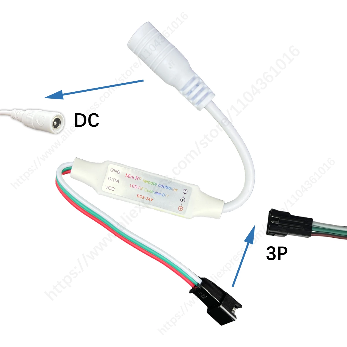 ピクセルストリップライトコントローラー,RF, 14キー,DC,ミニ,3キー,ws2811,ws2812b,1903, DC5-24V