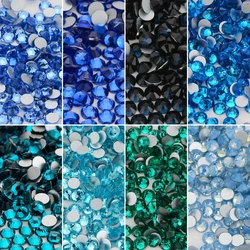 SS6-SS30 Glass Flatback Rhinestone Multi Color Blue Glitter Round Stones Rhinestones for Nail Art Fabric Clothing Decorating