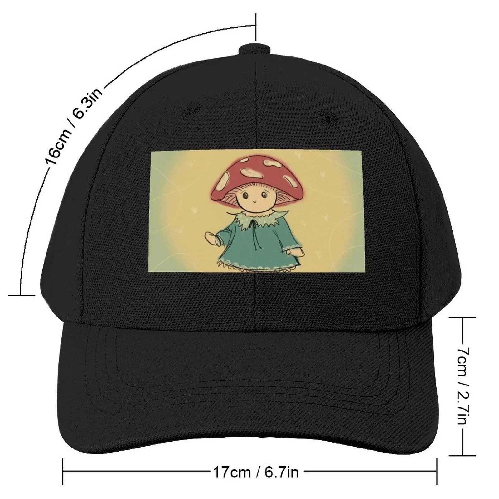 Mushroom Cutie - Sweet Little Garden Spirit - Inner Child Art Baseball Cap sun hat Caps For Men Women's