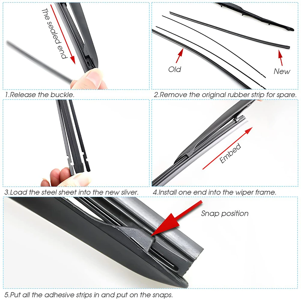 

Wiper Blade Wiper Blade Refill Fit For Most Frame Windshield Wiper 24inch 4pcs/ 2 Pairs Flexible Metal Twin Rail