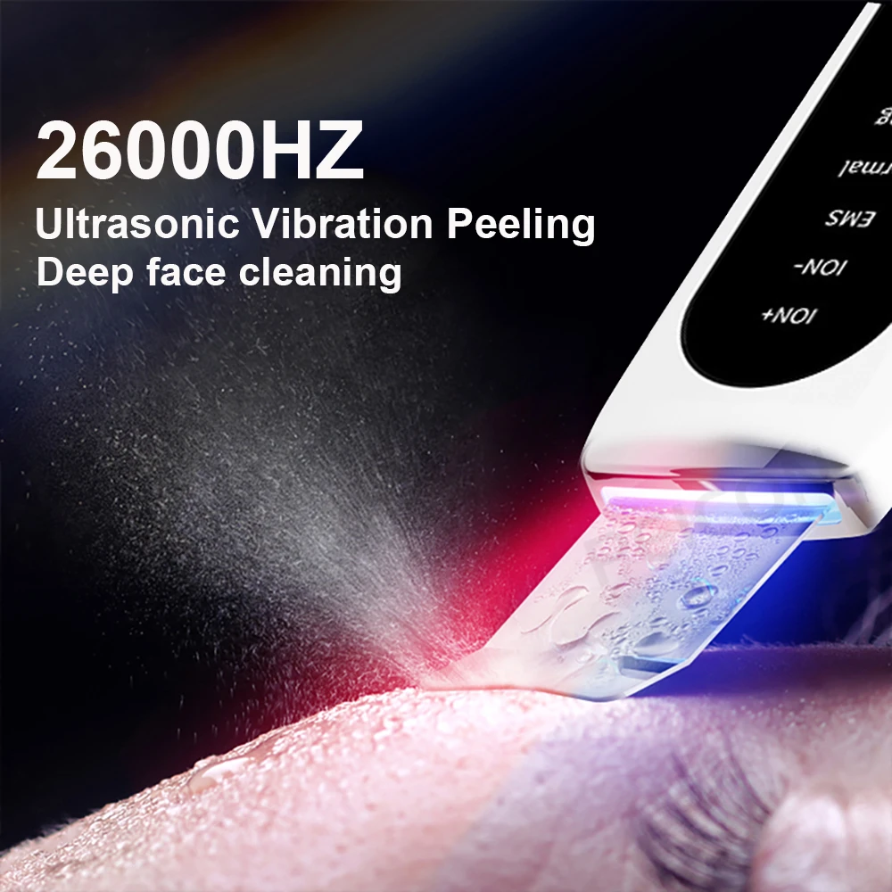 Ultrasonic Skin Scrubber Deep Face Cleaning Peeling Blackhead Remover Ultrasonic Ion Facial Acne Pore Cleanser Lifting Skin Care