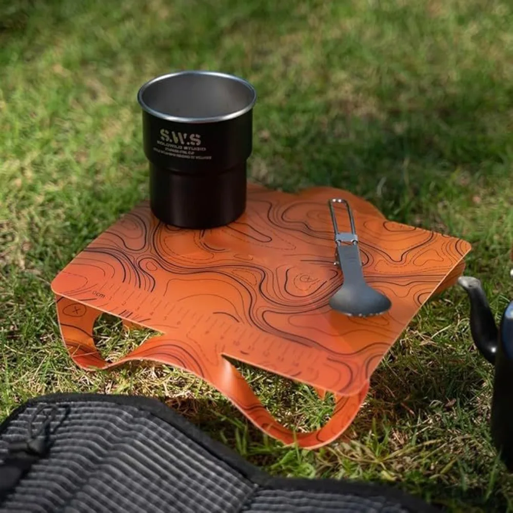 Card Style Folding Mini Table, Ultra Lightweight Portable Compact Storage Desk, Solo Hiking Outdoor Picnic Tea Table for Camping