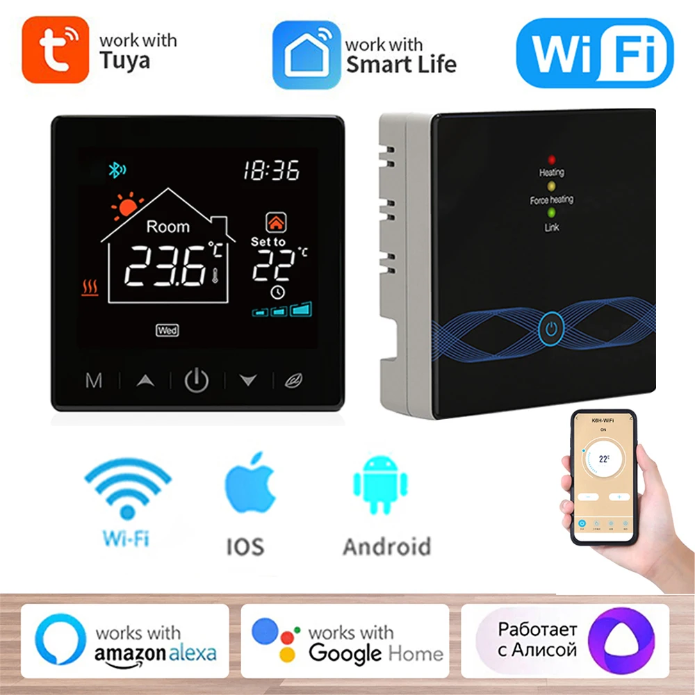 Bezprzewodowy termostat Tuya Wifi inteligentny domowy akumulator RF kocioł gazowy cyfrowy regulator temperatury ogrzewania wody dla Alexa Google Home