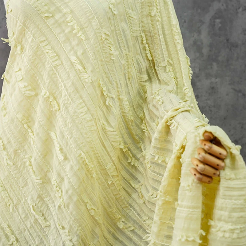 New Arrivalstereolacetasselembroidered Fabric Small Fresh Shirt Skirt Fashion Pleated Chiffon Hand Sewing Fabric