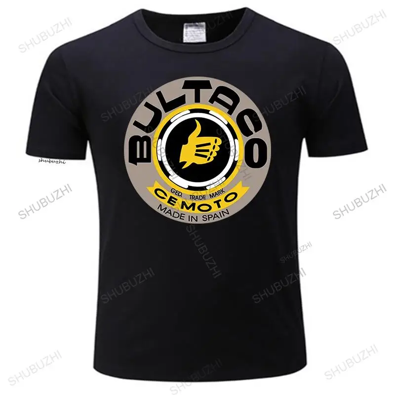 men's summer high quality t shirt Bultaco Cemoto Motorcycles Mens White print Tee-Shirt unisex fashion crew neck t-shirt black