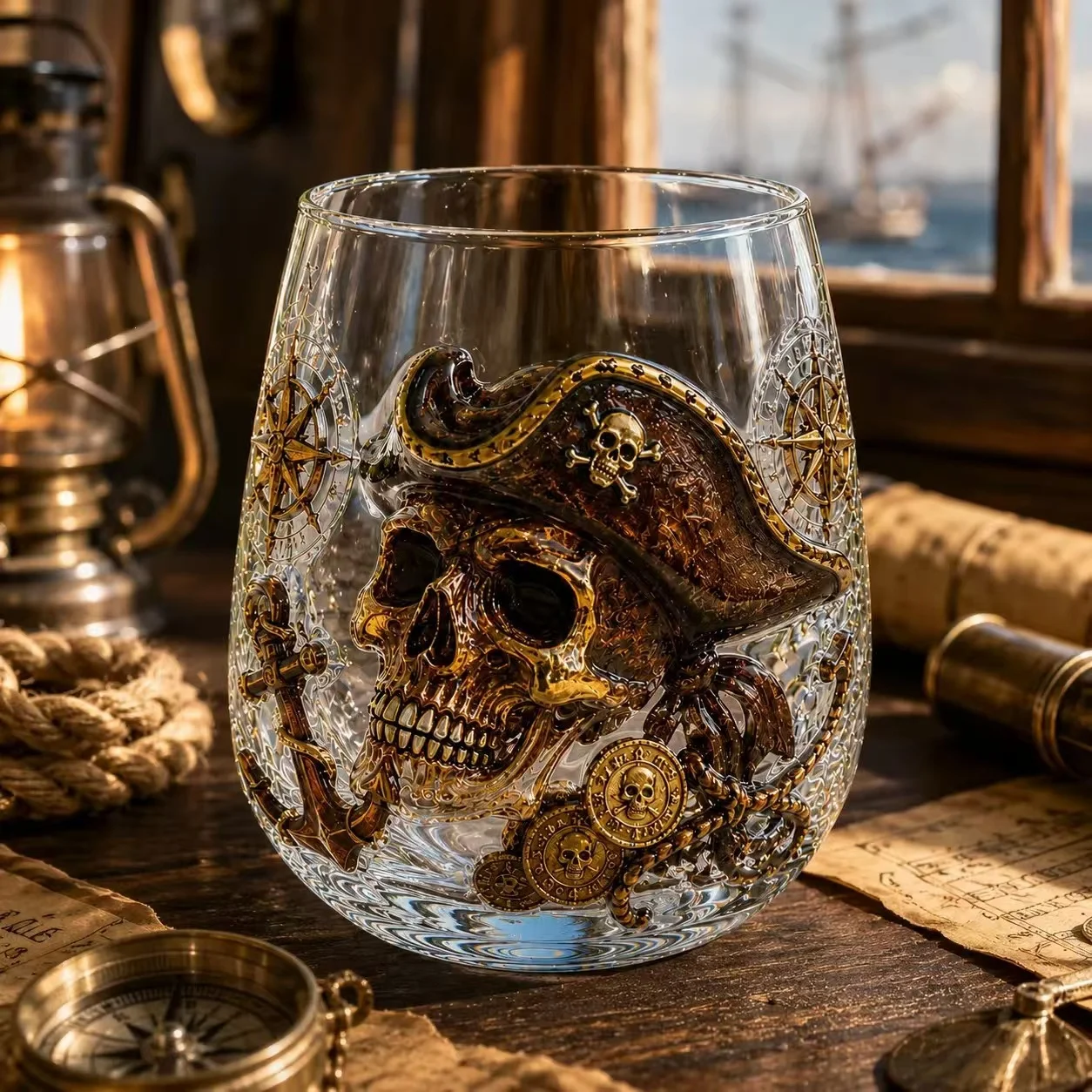1pc handleless printed whisky cup, suitable as a gift for festivals such as Halloween and Christmas