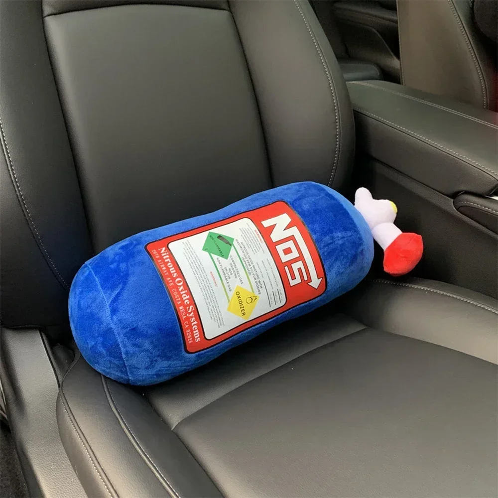 NOS Nitrous Oxide Bottle Plush Toys Pillow Stuffed Soft Turbo Cushion Gifts Car Interior Decorative Headrest Backrest Seat Neck