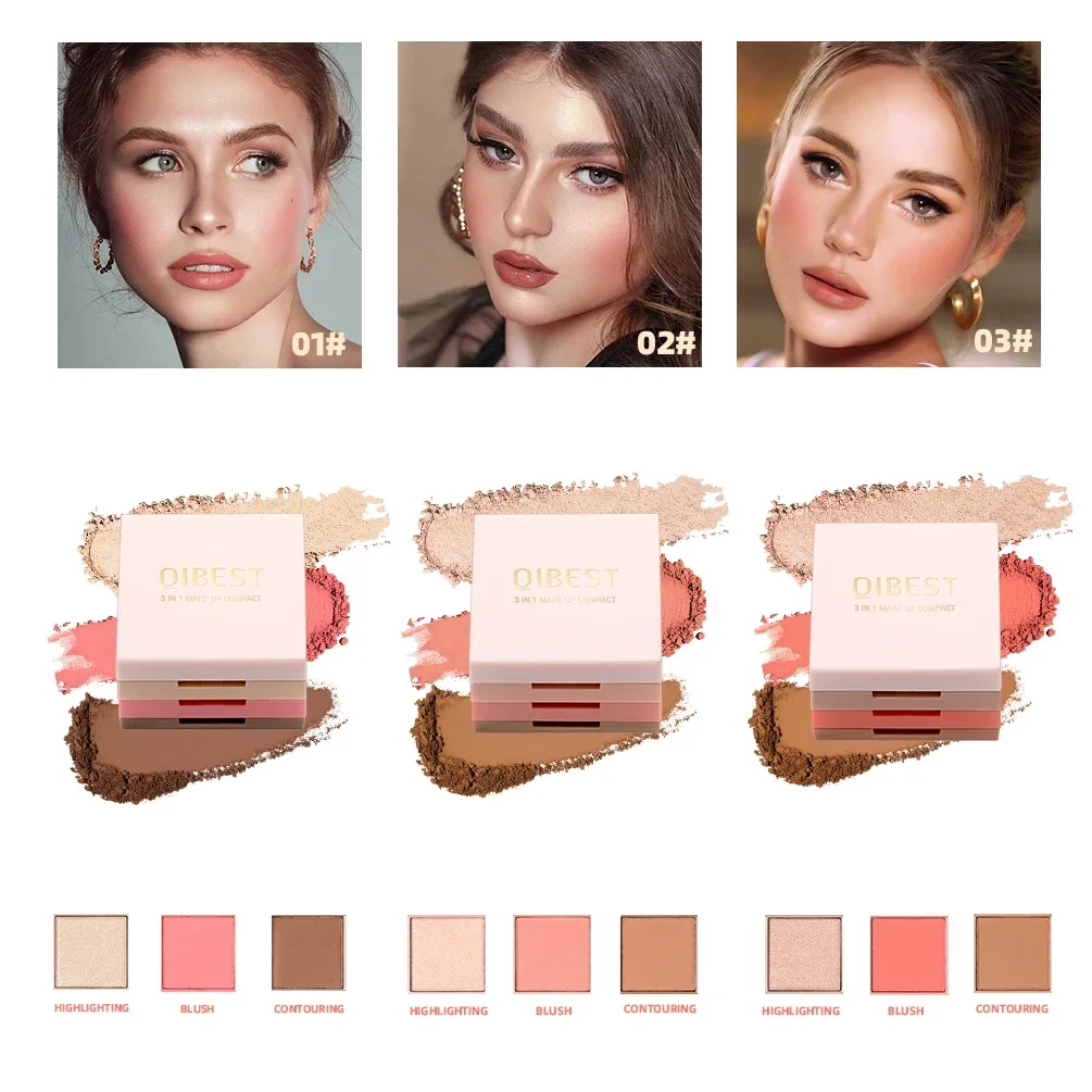3-in-1 matte highlighter Blush-palet Blush oogschaduw gezicht cosmetica make-up palet vrouwelijk multifunctioneel palet