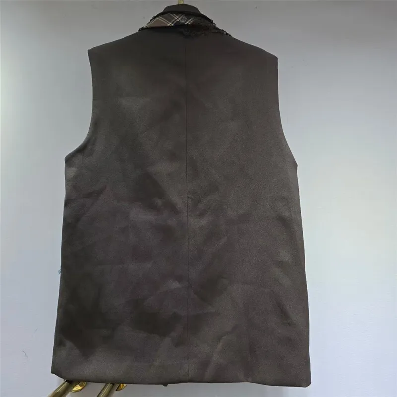 ANJY 2025 Autumn New Women European Style Loose Fashion Casual Versatile Color Contrast Niche Design Vest Punk Waistcoat A14064
