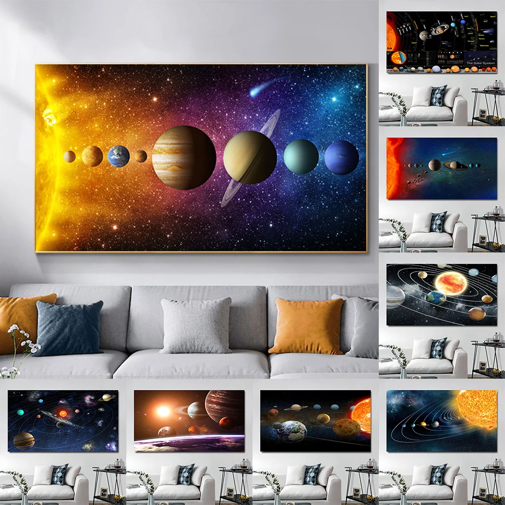 Solar System Pictures Nebula Space Universe Posters and Prints Science Canvas Painting Wall Art for Living Room Decor Cuadros