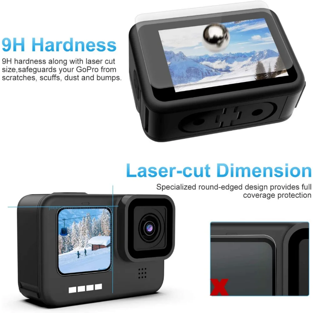 Protector de pantalla de vidrio templado para GoPro Hero 11 10 9, película protectora de lente negra, accesorios de cámara Gopro 9