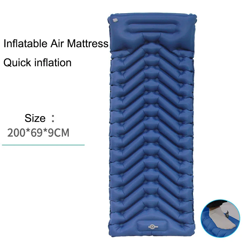 

200X69X9CM Single Super Air Mattress Self Inflatable Outdoor Camping Picnic Mat Ultralight Tourist Seat Beach Sea Sleeping Bed