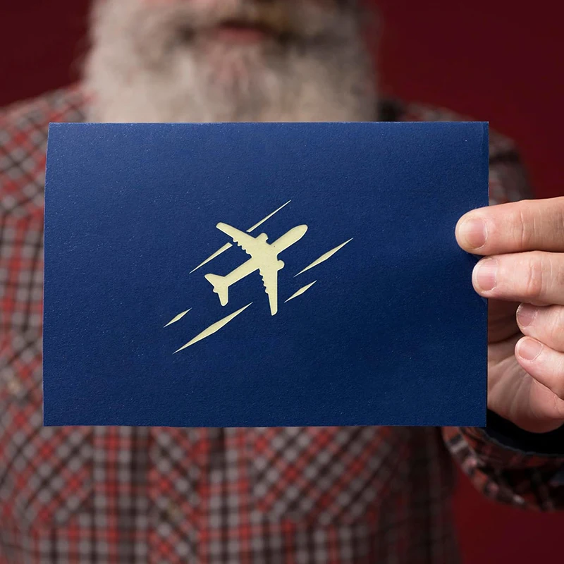 3D Flugzeug Stil Grußkarte Party Einladungskarten Modell Dekoration Papier Schnitzen Falten DIY Festival Sammeln Versorgung TMZ – Detail 3