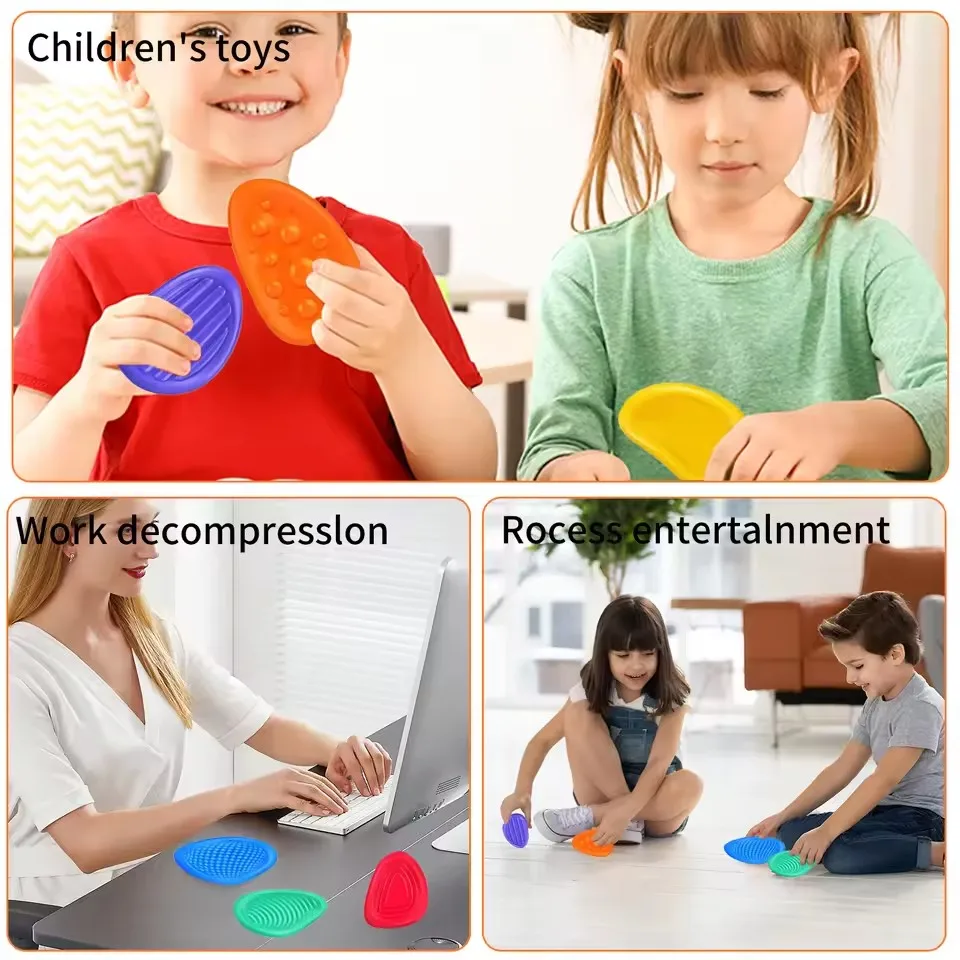 Nuevos juguetes Fidget, piedra sensorial, paquete de 6, piedra de preocupación texturizada, juguetes de sentimientos emocionales sociales para necesidades especiales, juguetes antiestrés