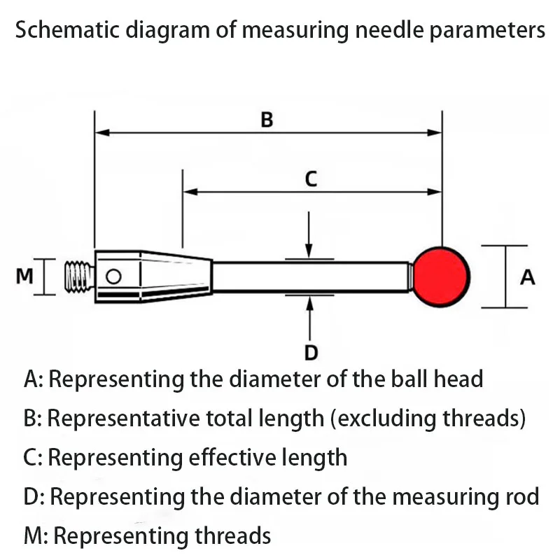 Industrial machine tool equipment testing accessories M4 flat measuring probe CNC machine tool coordinate measuring probe