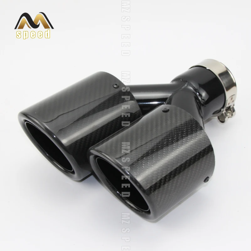 

Car styling Modified exhaust pipe muffler tail throat stainless steel and carbon fiber double outlet tail pipe for audi a4 b8