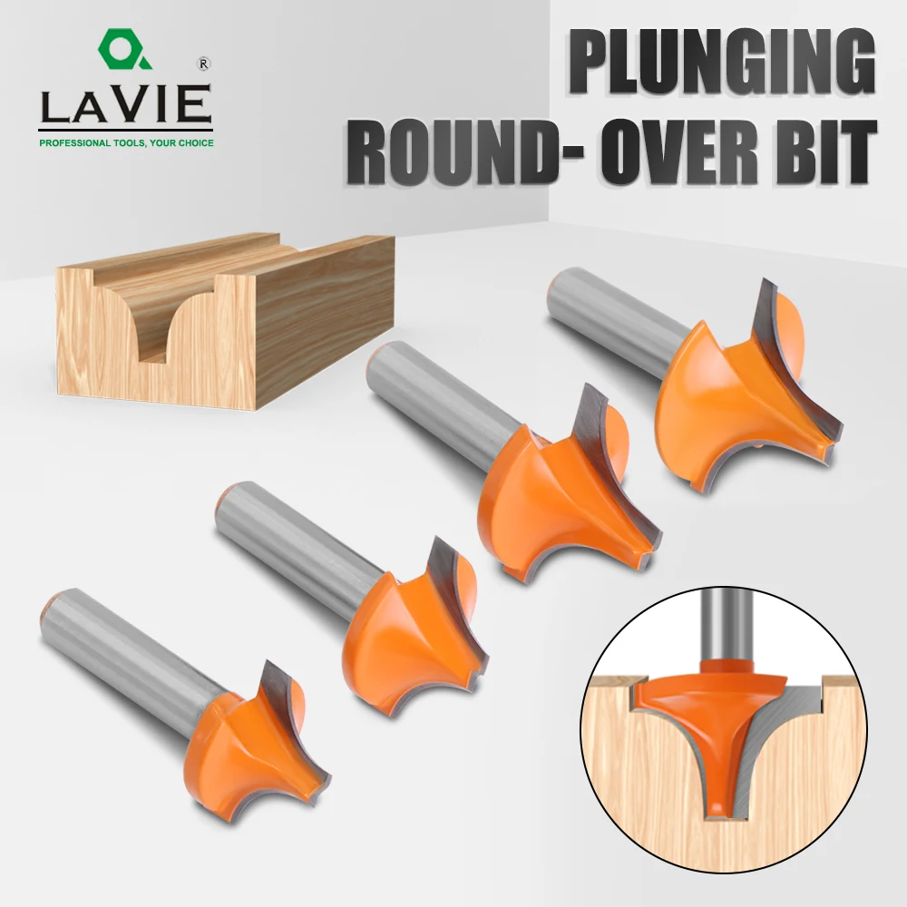 LAVIE 1pc 8mm Shank Plunging Round- Over Router Bits Woodworking Engraving Machine-C C08050