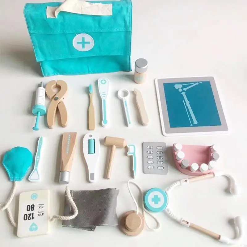F62d 18Pieces/Pack สำหรับ Play House Medical Toy Dental Playset for Girls แสร้งทำเป็นเล่น Dollhouse Dollhous Play-Play ACCS