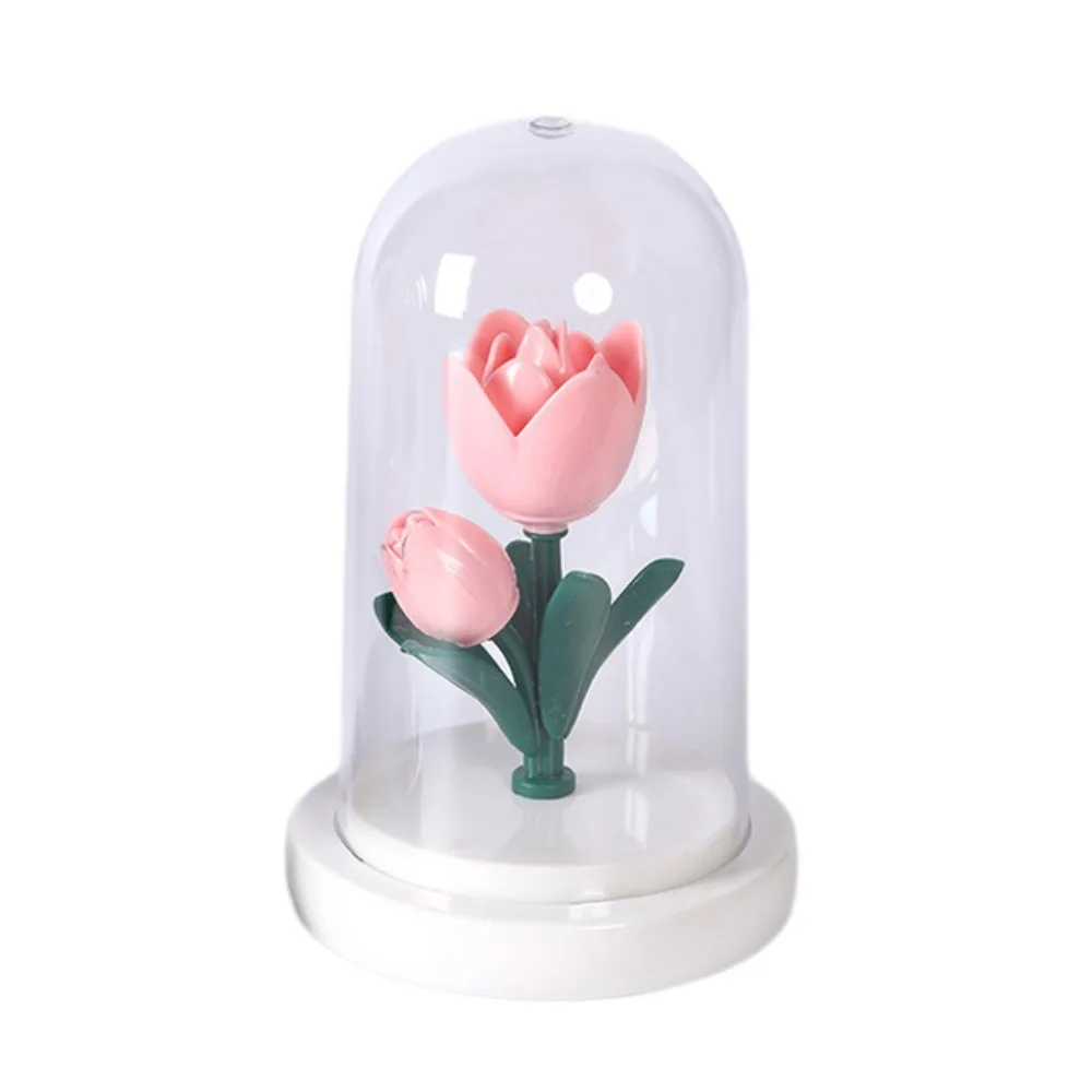 

Romantic Eternal Tulip Lamp with Lampshade Luminous LED Flower Light Pink Creative Bedroom Bedside Lamp Wedding Decor