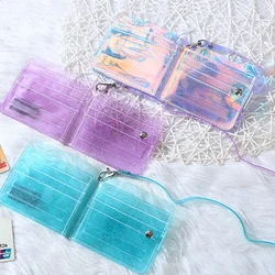 Glitter Transparent Credit Card Purse Bags Fashion ID Card Holder Wallets Photo Folder Mini Laser Purse Women Clutch Wallet Slim