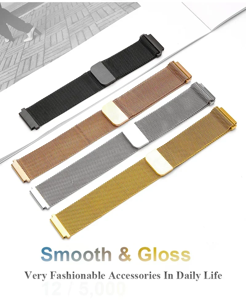 20mm 22mm Metal Strap For TicWatch Pro 3 GPS Ultra LTE Smartwatch Magnetic Loop Bracelets For TicWatch E3 E2 S2 C2Plus GTH Strap