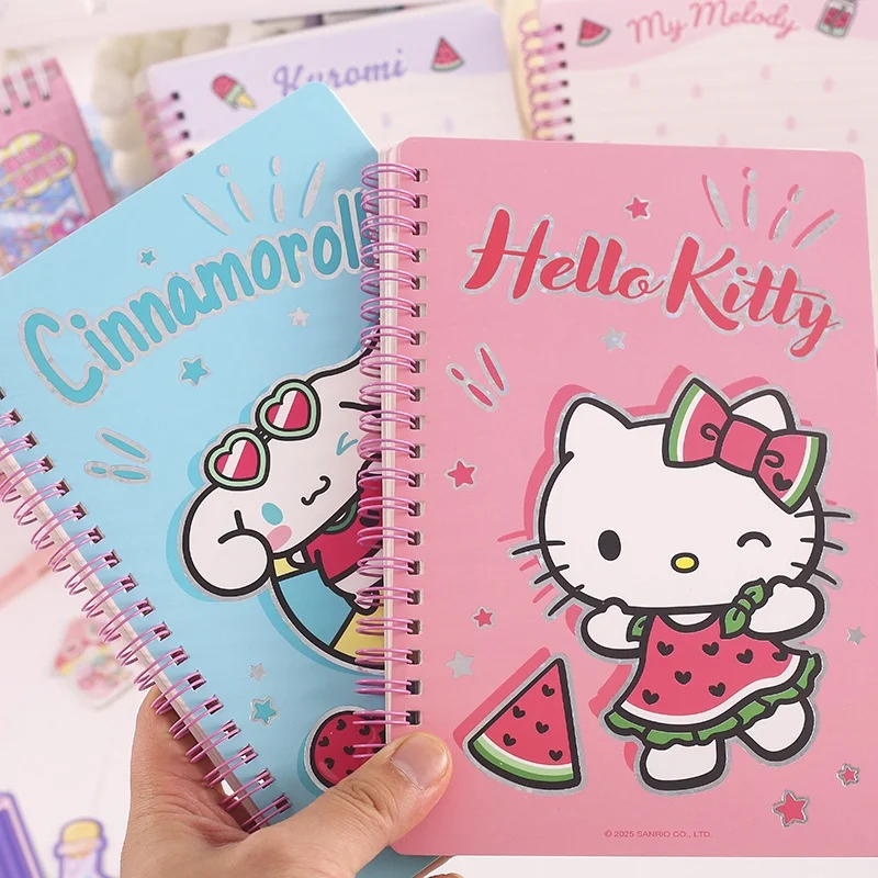 4pcs/lot Sanrio Kuromi Melody Kitty Cinnamoroll Coil Memo Pad Cute Note Book Diary Planner Stationery Gift School Supplies