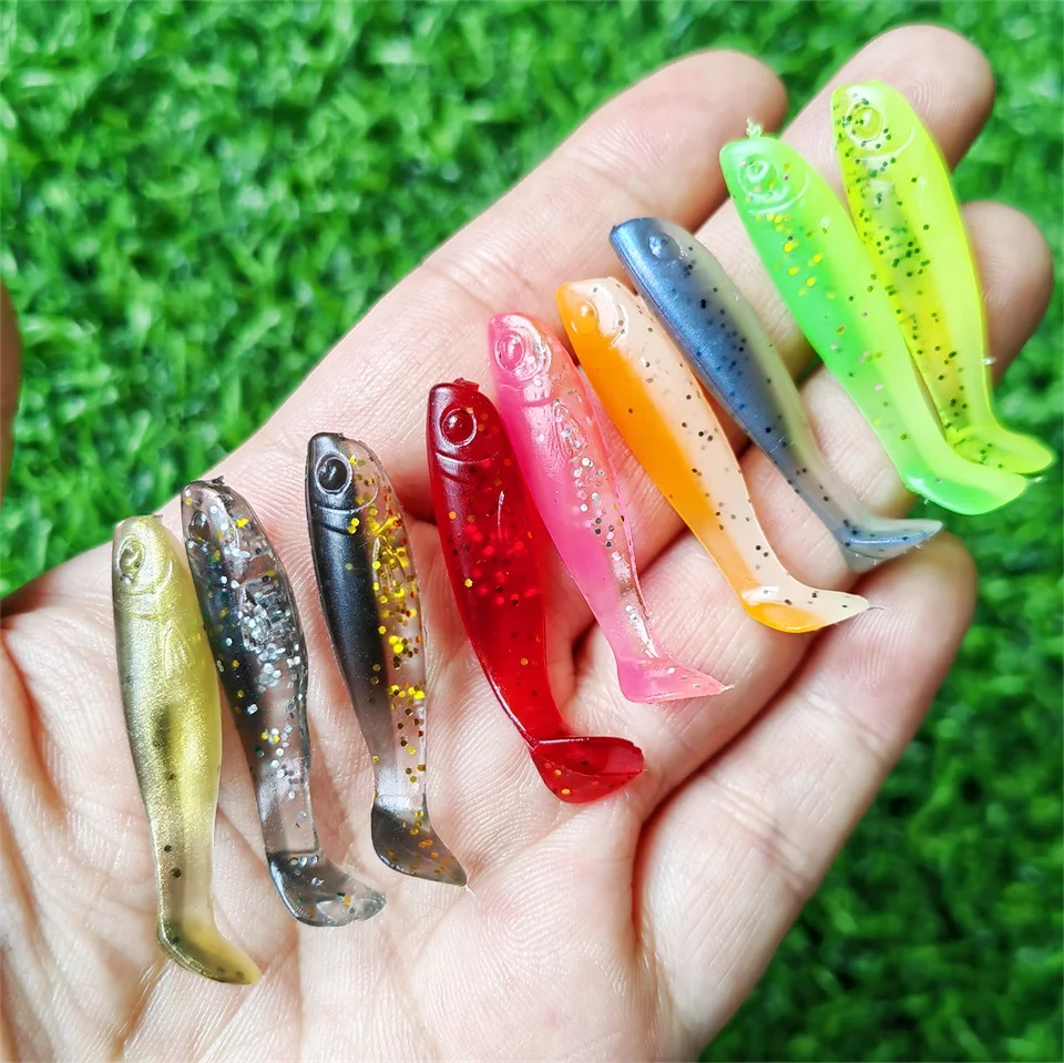 MUKUN Fishing Lure 1g 4cm 2g 5cm 10pcs Soft Bait Jigging Wobblers Shad T-Tail Silicone Lures Bass Pike Fishing Tackle