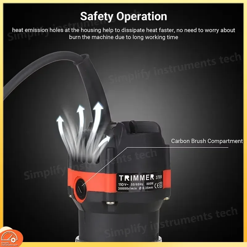 Portable Woodworking Trimmer Multifunctional Edge Router with 15 Piece Milling Cutter Set Power Tool for DIY