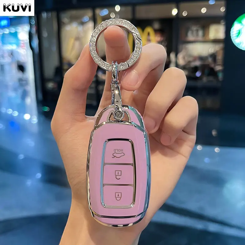 TPU Car Smart Key Case  Cover Shell Fob Keychain For Hyundai Santa I30 IX35 Encino KONA Solaris Azera Grandeur Elantra Accent Fe