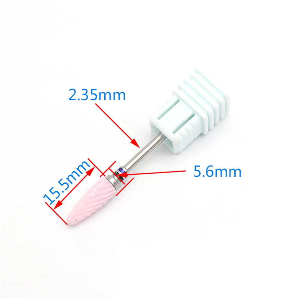 Pink Nail Cone Tip Ceramic Drill Bits Electric Cuticle Clean Rotary For Manicure Pedicure Grinding Head Sander Tool