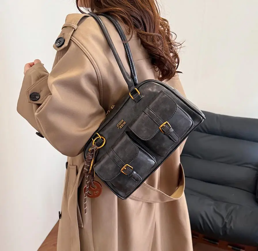 Kaffeebraune Damen-Handtasche mit mehreren Taschen, Umhängetasche, stilvolle, vielseitige Umhängetasche mit Buchstaben für Reisen, Arbeit, Einkaufen, Termine – Detail 14