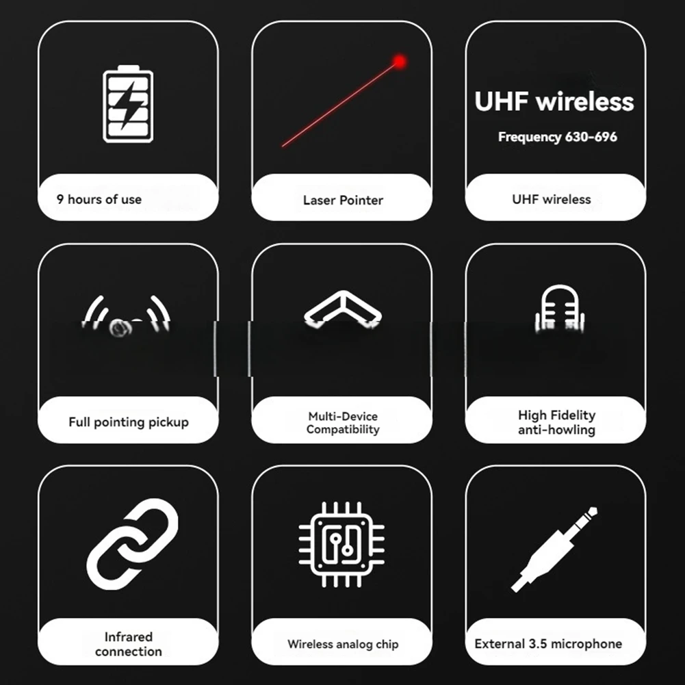 POP-lUHF Drahtlose Mikrofone Laserpointer Lavalier-Rauschunterdrückungsmikrofon mit Adapter für Konferenzen, Sprachen
