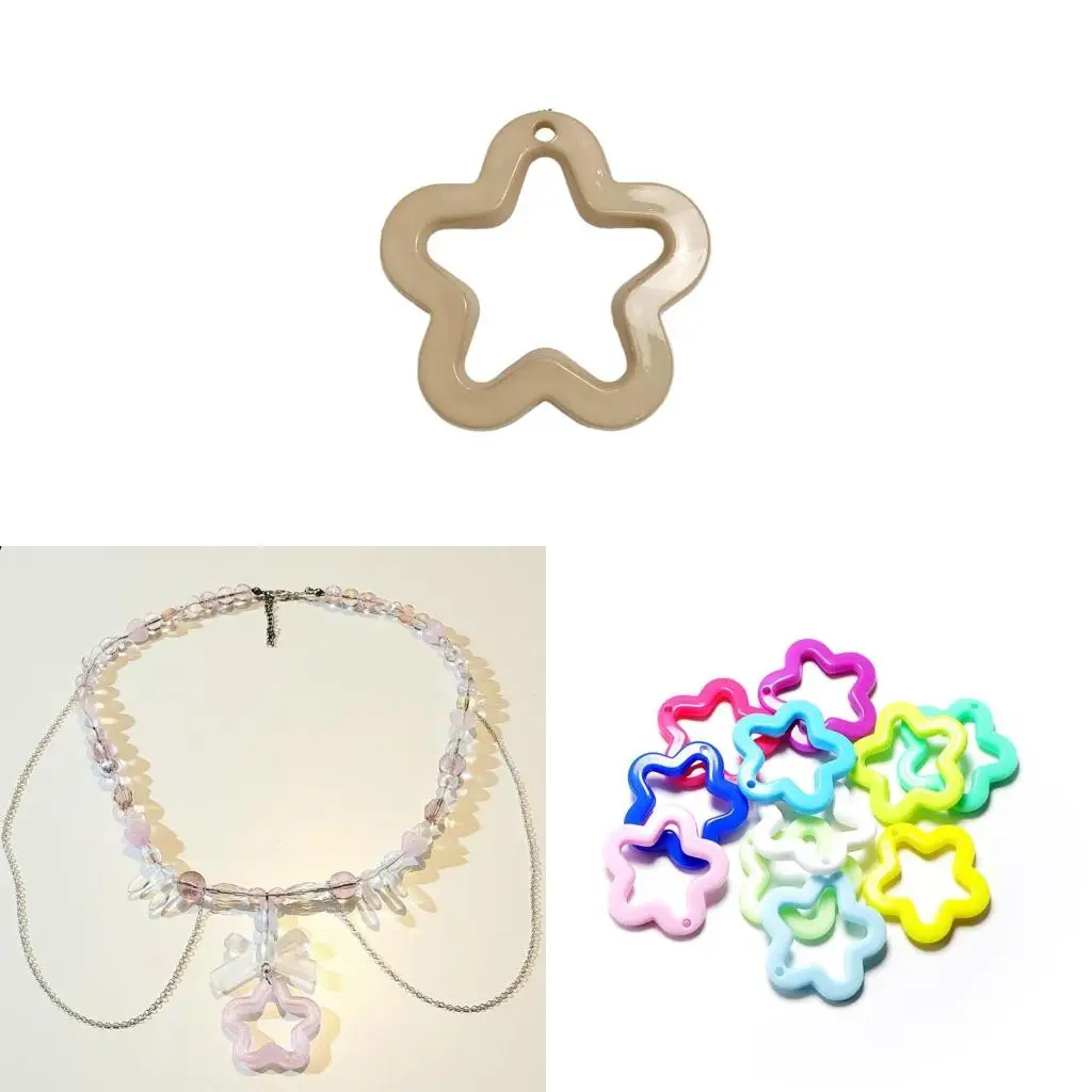 Colorful Hollow Star Charm Necklace Pendant Bracelet Jewelry Making Handmade Crafts Diy Supplies 30x30mm 20 Color