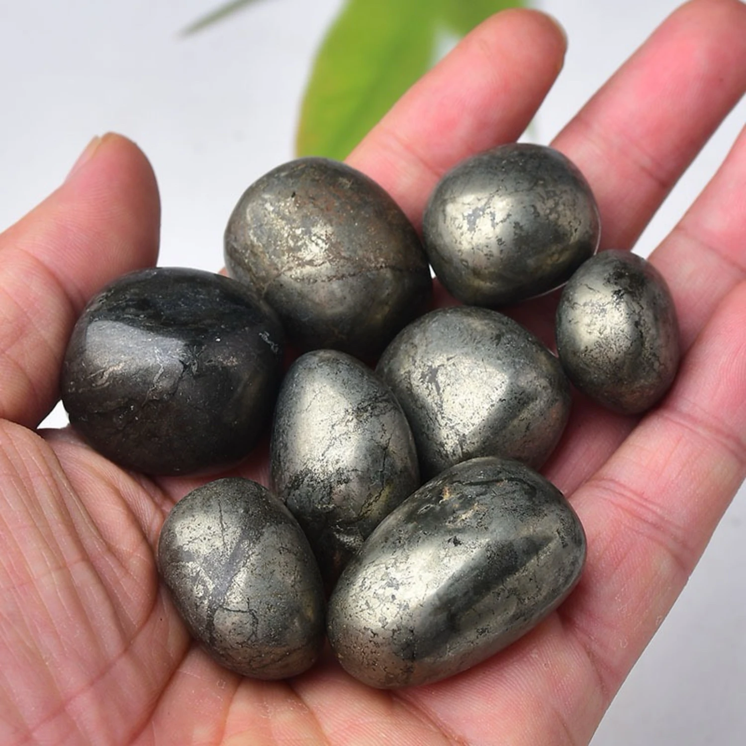 Raw Iron Pyrite Crystal Tumbled Stone, Natural Polished Pyrite, Healing Gemstone for Aquarium & Home Desktop Decor