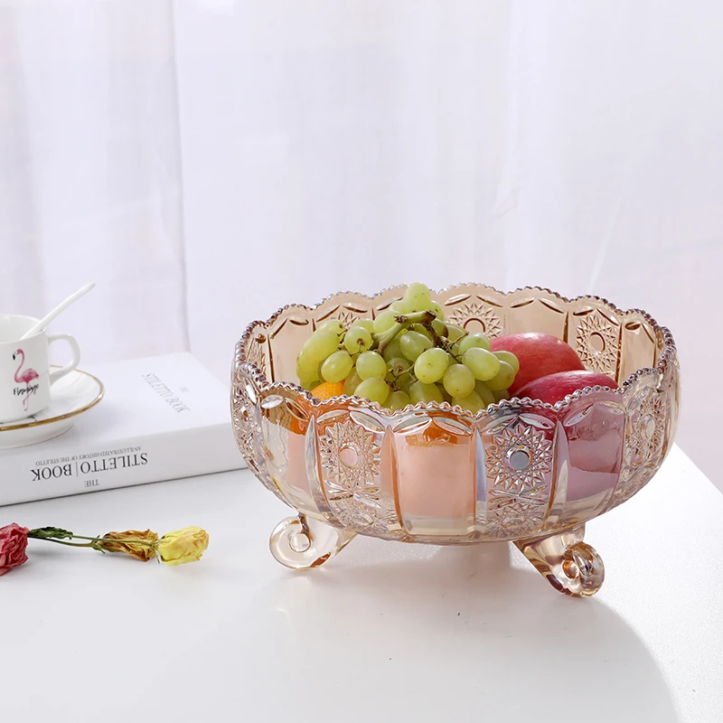 

Nordic fruit plate creative light luxury modern living room coffee table household fruit plate crystal glass housewarming candy