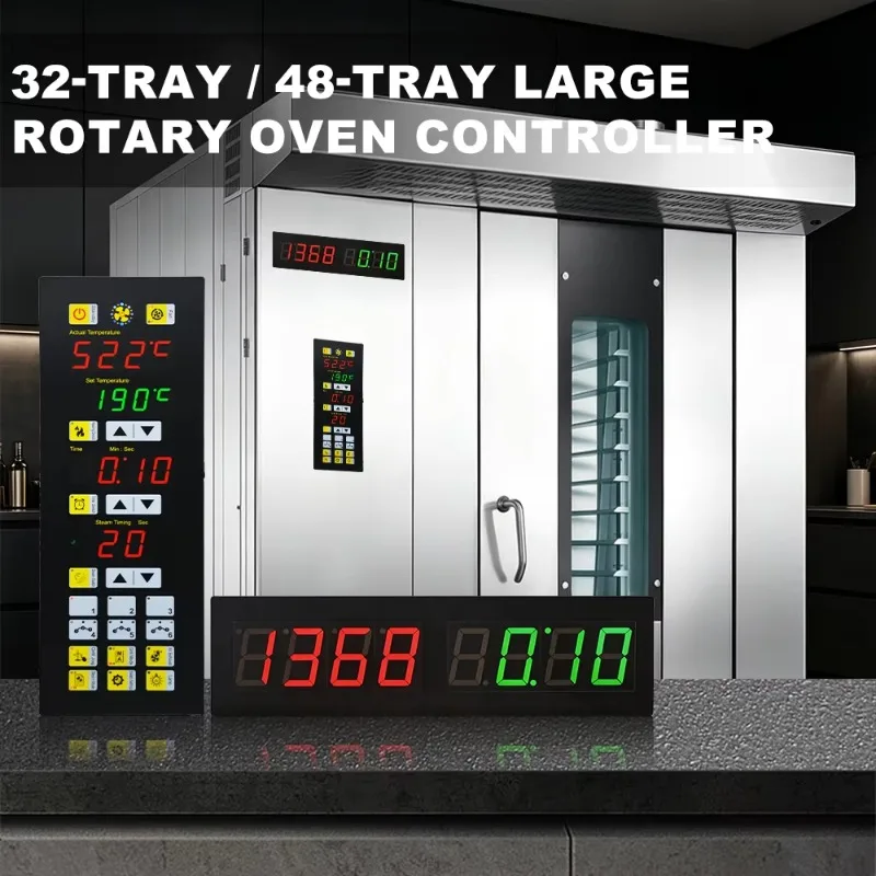 AOZILIN Commercial Rotary Oven Temp Controller MK6771 IP65 Front Panel ±1℃ Accuracy For 32/48 Trays Rotating Oven