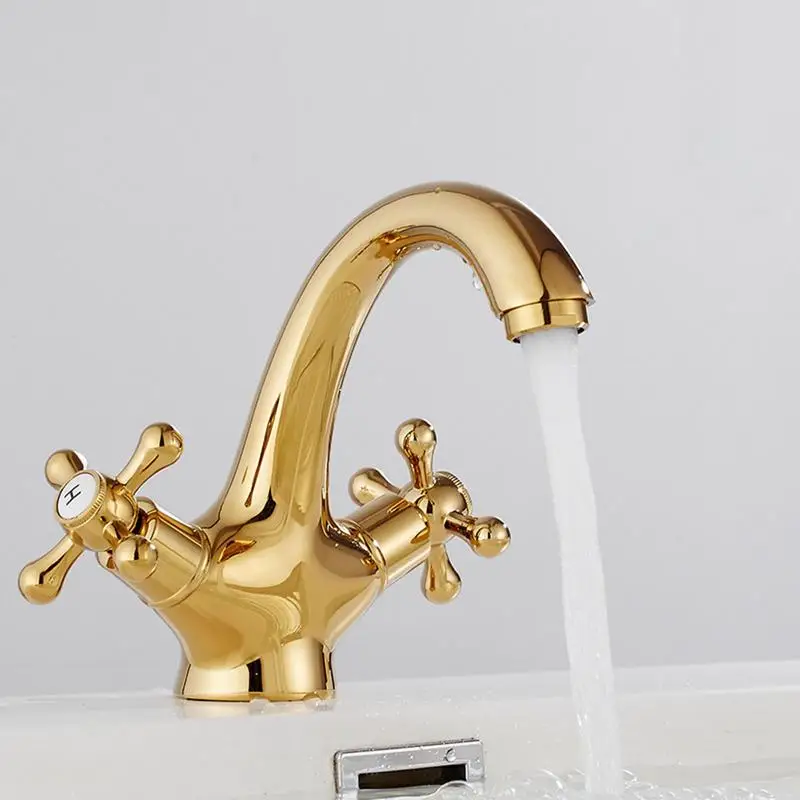 Sink Faucet Brass Antique Bathroom Sink Faucet Double Handle Mixer Tap With 60cm Hose Cold And Hot Replacement Part For Washing