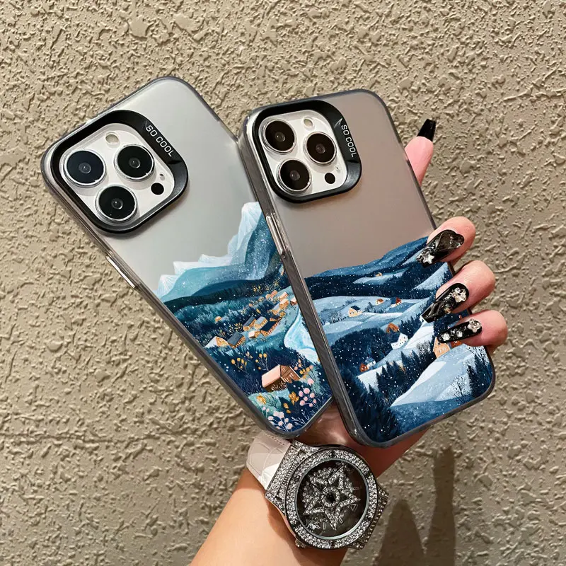 

The Natural Beauty Of Lakes And Mountains Laser Phone Case For iPhone 16 13 12 Mini 11 Pro Max 15 14 Pro Max Plus Back Covers
