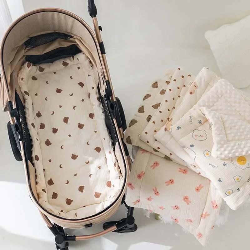 3D Dot Plush Baby Stroller Pad Winter Thick Warm Pram Cushion Universal Baby Dining Chair Cushion Stroller Accessories