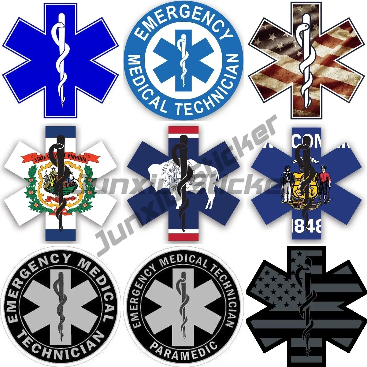 

EMS Fire Rescue Medical Red Cross Stickers Star of Life Stickers PVC Car Stickers Vinyl Motorcycle Decals