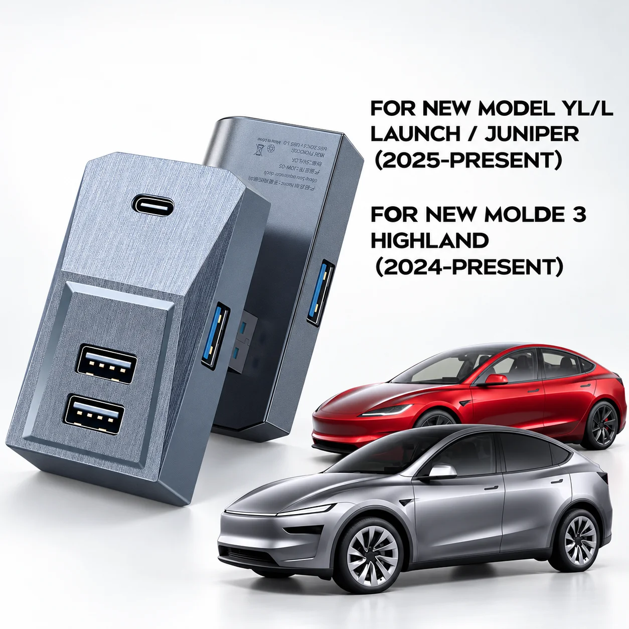 Glovebox USB Hub For Tesla Model YL Y Juniper Launch Model 3 Highland Type-C Port Digital Splitter Docking Station