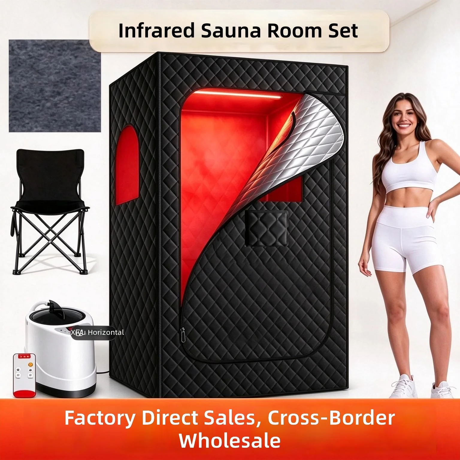Infrared Sauna Room, 1500W Steam Generator, Square Design for Home Spa, Detox and Relaxation, Health and Wellness Equipment