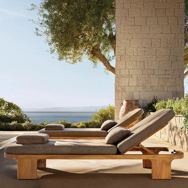 Outdoor Furniture Courtyard Villa Hotel Garden Open-air Solid Wood Sofa, Combination