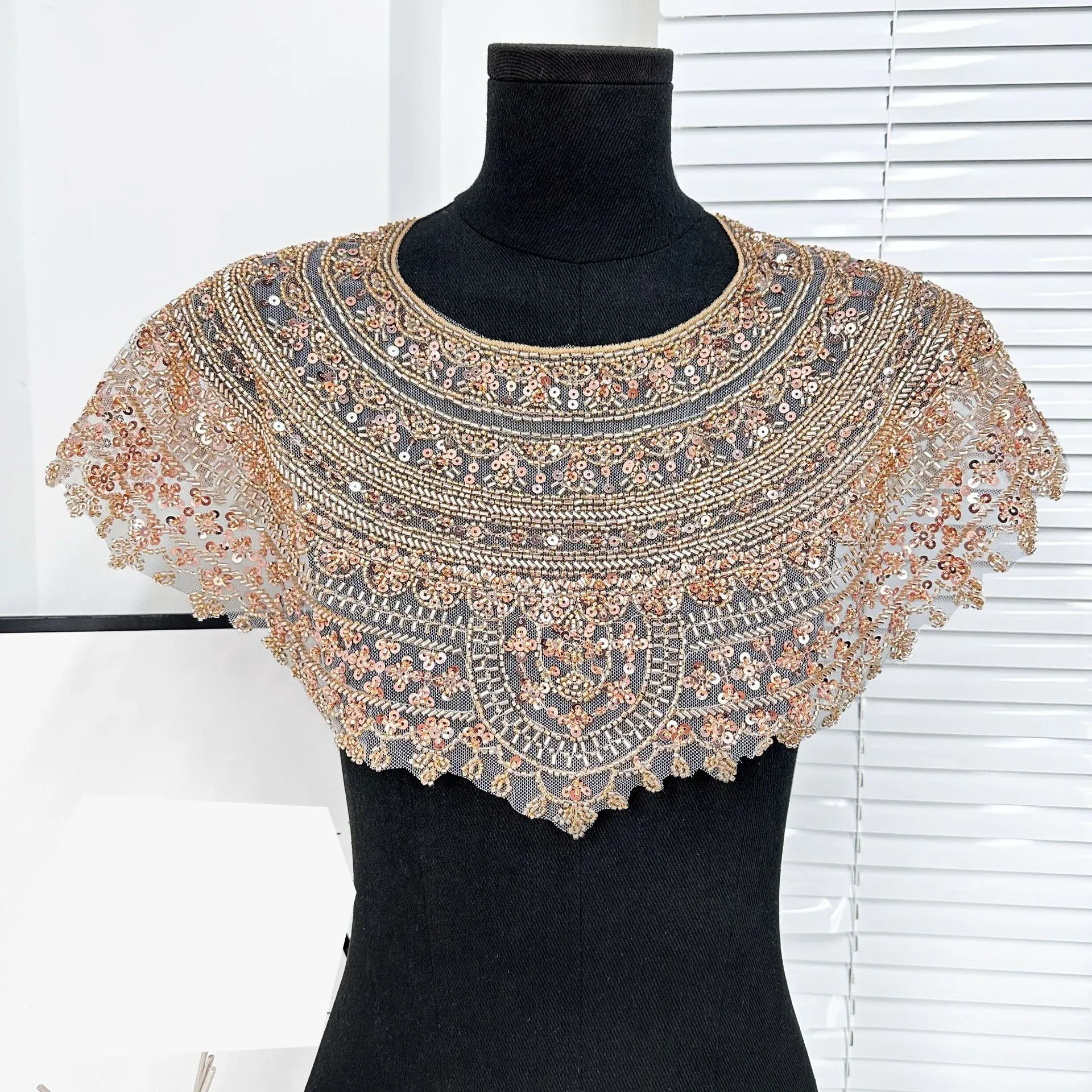 Flower Neck Collar Hollow Carved Sew On Patch Embroidery Applique For Wedding Bridal Dress Clothes DIY Decor Crafts