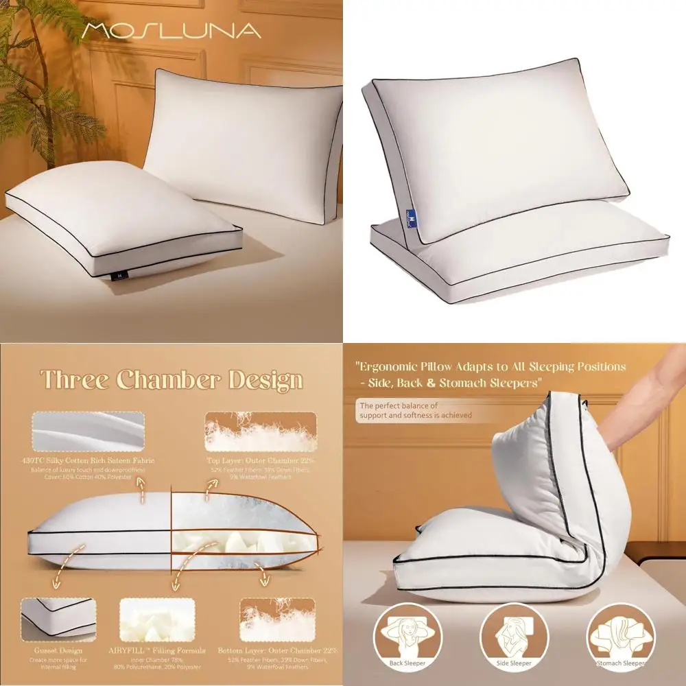 

Набор из 2-х роскошных подушек 18x24 с наполнителем из пуха и бортиками для комфортного сна гостиничного качества