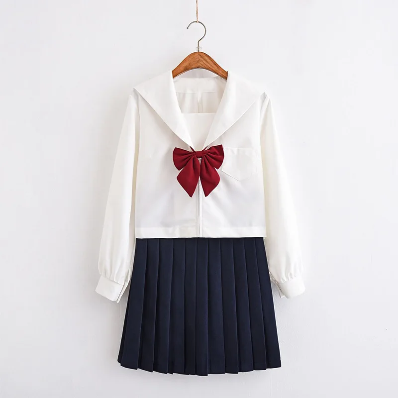 Orthodox White Versatile JK Sailor Suit, Japanese Short Sleeve, No Line Design, Summer College Style Student School Uniform