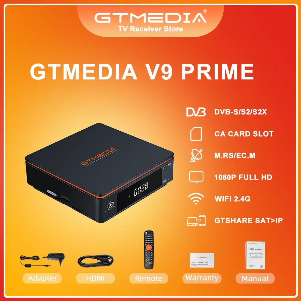 GTMEDIA V9 główny odbiornik telewizji satelitarnej DVB-S2X S2 dekoder 1080P H.265 zbudowany w 2.4G WIFI GTshare Mars Ecam Upgrade Firmwar